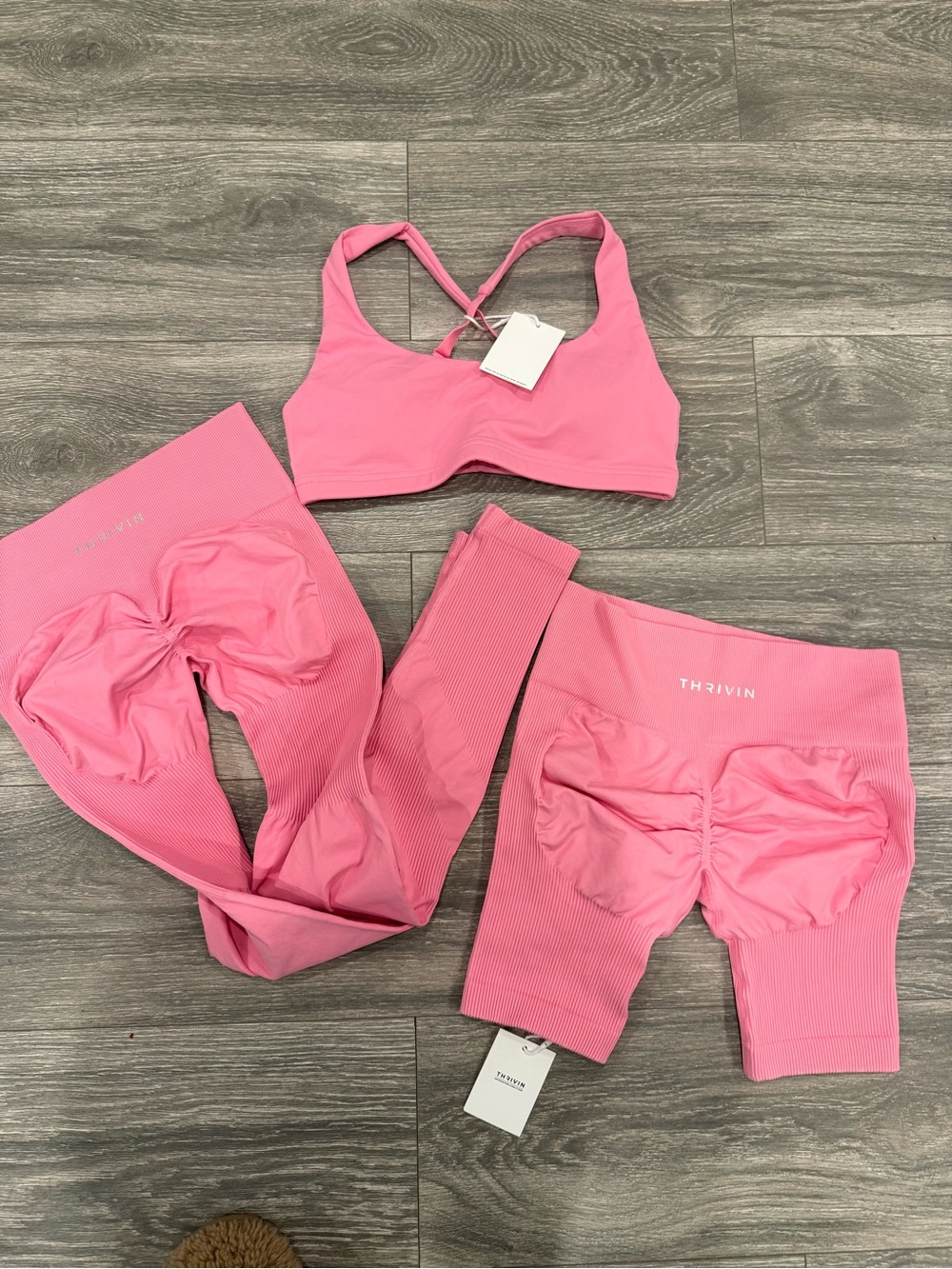 Thrivin Pink Seamless Crisscross Sports Bra — Supportive Active Crop